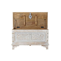 Truhe DKD Home Decor 88 x 40 x 45 cm Weiß Messing Mango-Holz