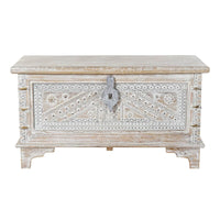 Truhe DKD Home Decor 88 x 40 x 45 cm Weiß Messing Mango-Holz