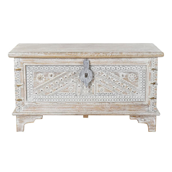 Truhe DKD Home Decor 88 x 40 x 45 cm Weiß Messing Mango-Holz
