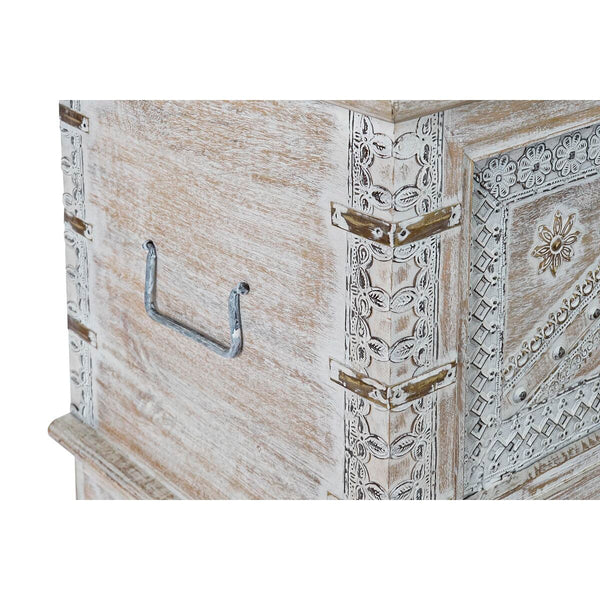 Truhe DKD Home Decor 88 x 40 x 45 cm Weiß Messing Mango-Holz