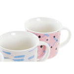 Henkelbecher DKD Home Decor Schwarz Blau Rosa Weiß Steingut (310 ml) (4 Stück)