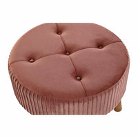 Fußstütze DKD Home Decor natürlich Holz Samt Hellrosa (61 x 61 x 38 cm)