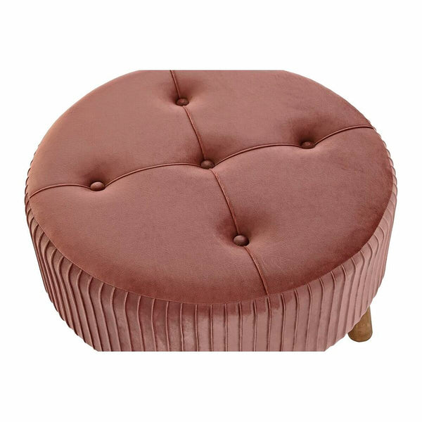 Fußstütze DKD Home Decor natürlich Holz Samt Hellrosa (61 x 61 x 38 cm)