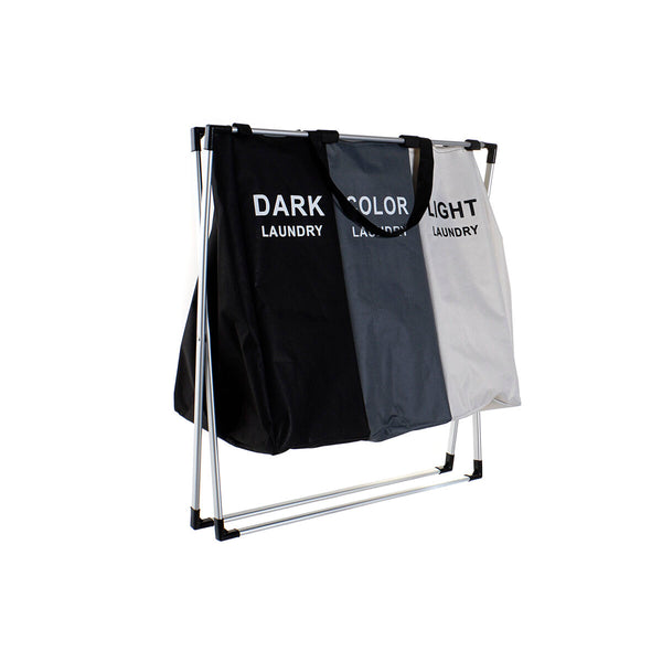 Korb für schmutzige Wäsche DKD Home Decor Biegsam Dreifach Metall Polyester (67 x 33 x 61 cm)