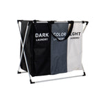 Korb für schmutzige Wäsche DKD Home Decor Biegsam Dreifach Metall Polyester (67 x 33 x 61 cm)