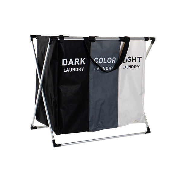 Korb für schmutzige Wäsche DKD Home Decor Biegsam Dreifach Metall Polyester (67 x 33 x 61 cm)
