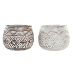 Blumentopf DKD Home Decor Braun Weiß (2 Stück) (22 x 22 x 16 cm)