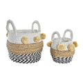 Korb-Set DKD Home Decor Weiß Schwarz Beige Seegras 34 x 33 x 26 cm 2 Stücke
