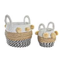 Korb-Set DKD Home Decor Weiß Schwarz Beige Seegras 34 x 33 x 26 cm 2 Stücke