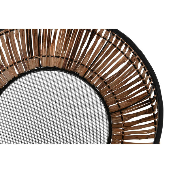 Blumentopfset DKD Home Decor Schwarz natürlich Metall Rattan karriert Bali 50 x 50 x 25,4 cm (2 Stück)