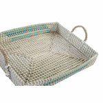 Tablettset DKD Home Decor Weiß türkis natürlich 48 x 38 x 15 cm (2 Stück)
