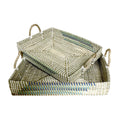 Tablettset DKD Home Decor Weiß türkis natürlich 48 x 38 x 15 cm (2 Stück)