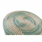 Fußstütze DKD Home Decor natürlich türkis Weiß Rattan Tropical Seegras (41 x 41 x 42 cm)