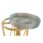 Fußstütze DKD Home Decor natürlich türkis Weiß Rattan Tropical Seegras (41 x 41 x 42 cm)
