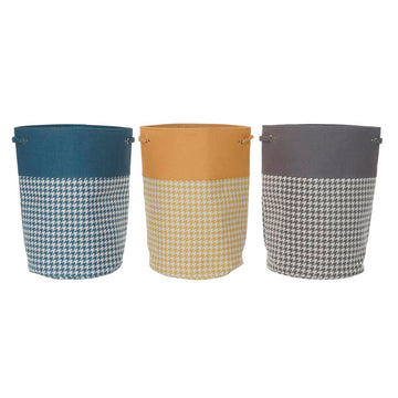 Korb für schmutzige Wäsche DKD Home Decor Gelb Blau Grau Hahnenfuß 40 x 40 x 60 cm (3 Stück)