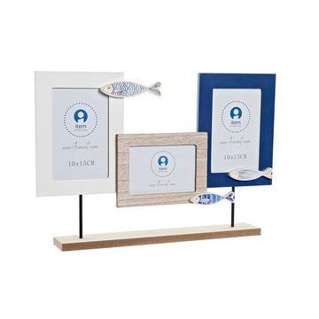 Fotorahmen DKD Home Decor Holz Kristall Holz MDF Mediterraner Fische (40,5 x 6 x 27 cm)