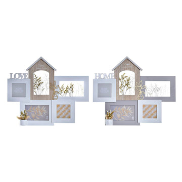 Fotorahmen DKD Home Decor Love Home Holz Blume natürlich (46 x 3 x 39 cm) (2 Stück)