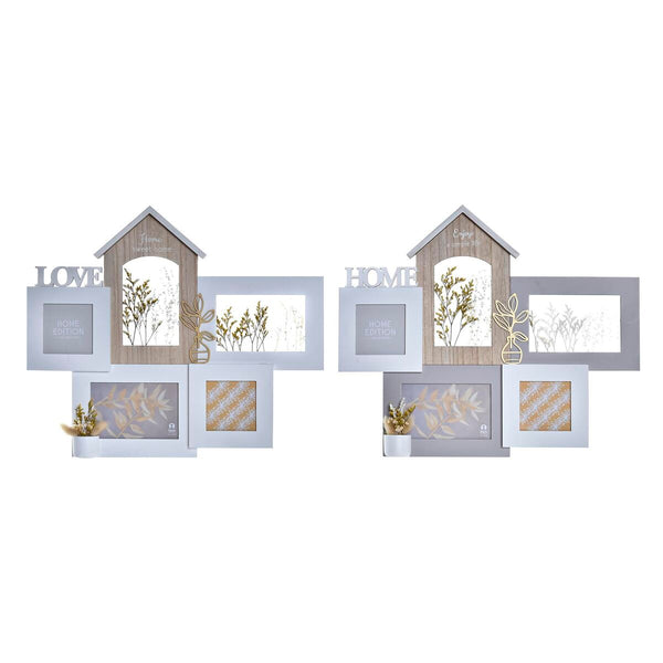 Fotorahmen DKD Home Decor Love Home Holz Blume natürlich (46 x 3 x 39 cm) (2 Stück)