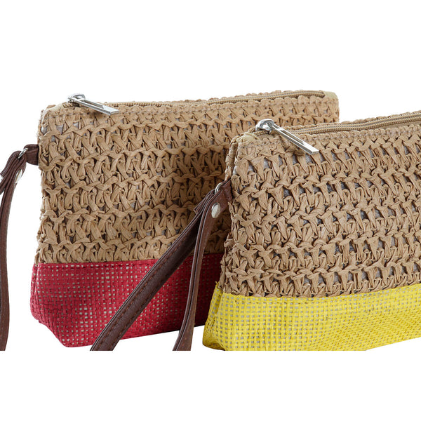 Kulturbeutel DKD Home Decor Faser Gelb Blau Weiß Rot Beige (4 Stück)