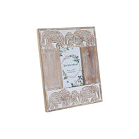 Fotorahmen DKD Home Decor Kristall Elefant Braun Weiß Mango-Holz Indianer (23 x 1,5 x 28 cm)