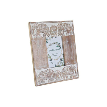 Fotorahmen DKD Home Decor Kristall Elefant Braun Weiß Mango-Holz Indianer (23 x 1,5 x 28 cm)