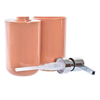 Badezimmer Set DKD Home Decor natürlich Grau Orange Koralle Aluminium Bambus PS Moderne (9 x 7 x 16 cm) (2 Stück) (7 x 7 x 16 cm