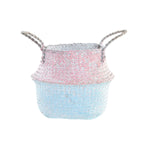 Korb DKD Home Decor Rosa Himmelsblau zweifarbig Naturfaser Mediterraner 25 x 25 x 25 cm