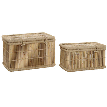 Truhensatz DKD Home Decor natürlich Bambus Schnur 74 x 46 x 46 cm (2 Stück)
