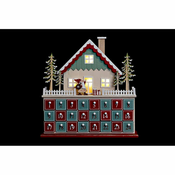 Adventskalender DKD Home Decor Holz Haus (32 x 8 x 33 cm) (2 Stück)