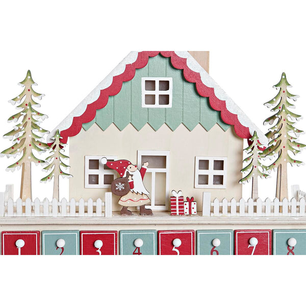 Adventskalender DKD Home Decor Holz Haus (32 x 8 x 33 cm) (2 Stück)