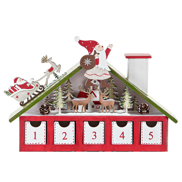 Adventskalender DKD Home Decor Holz Haus (27 x 7 x 40 cm) (2 Stück)