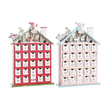 Adventskalender DKD Home Decor Holz Haus (27 x 7 x 40 cm) (2 Stück)