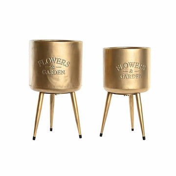 Satz Blumentöpfe DKD Home Decor 25,5 x 25,5 x 44 cm Metall (2 Stück)