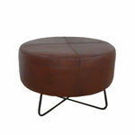 Fußstütze DKD Home Decor Schwarz Metall Braun Haut (55 x 55 x 37 cm)
