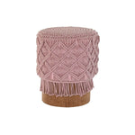 Fußstütze DKD Home Decor 43 x 43 x 51 cm Holz Braun Hellrosa Makramee Boho