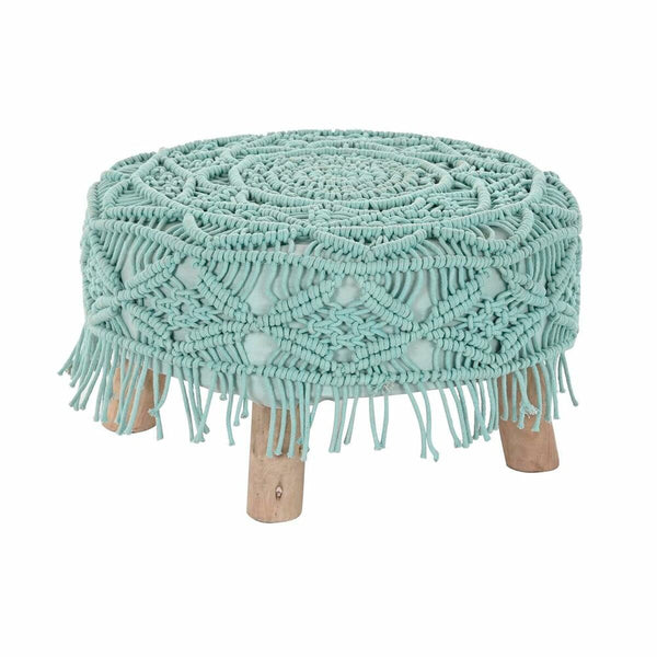 Fußstütze DKD Home Decor 53 x 53 x 31 cm natürlich Holz Braun grün 50 x 50 x 30 cm Makramee Boho