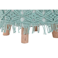 Fußstütze DKD Home Decor 53 x 53 x 31 cm natürlich Holz Braun grün 50 x 50 x 30 cm Makramee Boho