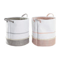 Korb für schmutzige Wäsche DKD Home Decor Grau Rosa Polyester (39 x 39 x 41 cm) (2 Stück)
