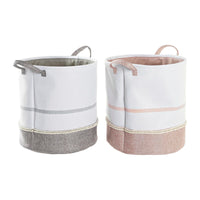 Korb für schmutzige Wäsche DKD Home Decor Grau Rosa Polyester (39 x 39 x 41 cm) (2 Stück)