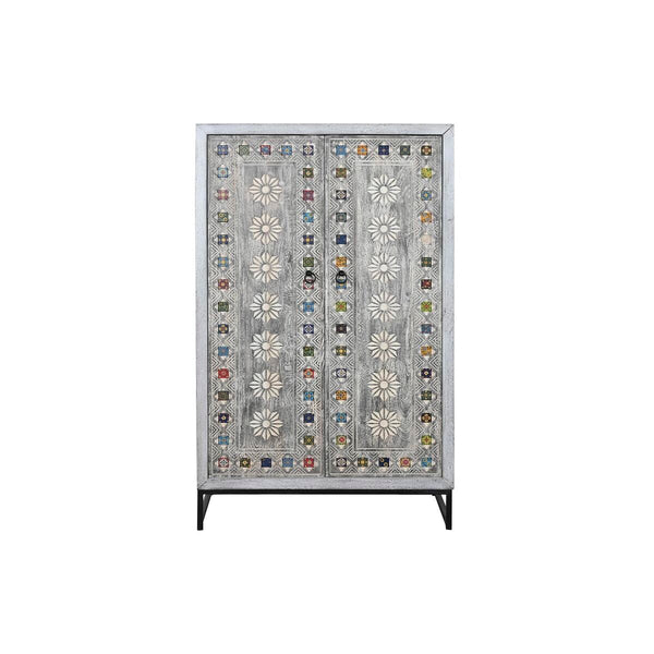 Schrank DKD Home Decor Grau Weiß Mango-Holz (90 x 38 x 150 cm)