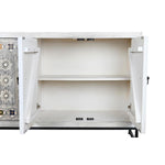 Anrichte DKD Home Decor Weiß Beige Grau Bunt aus Keramik Mango-Holz 150 x 38 x 80 cm