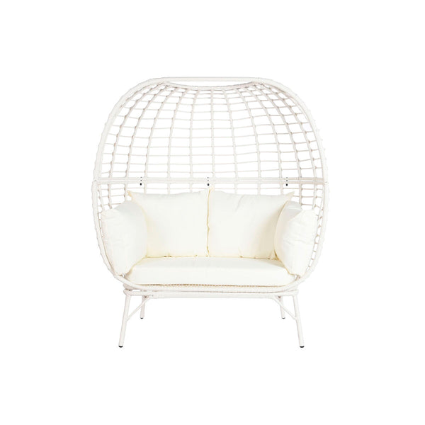 Gartenstuhl DKD Home Decor 130 x 68 x 146 cm Synthetischer Rattan Stahl Weiß