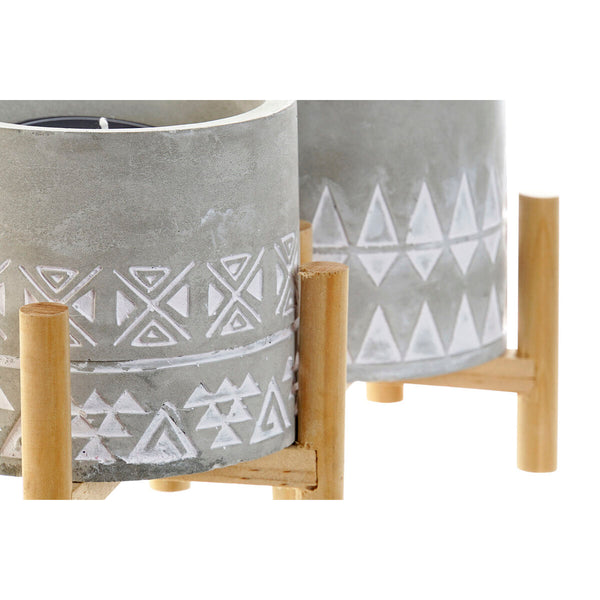 Kerze DKD Home Decor Grau Holz Braun Zement Aluminium Wachs (10 x 10 x 12 cm) (2 Stück)
