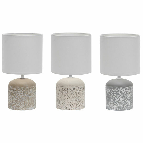 Tischlampe DKD Home Decor 25W aus Keramik Grau Beige Braun Polyester Steingut 220 V (16 x 16 x 30 cm) (3 Stück)