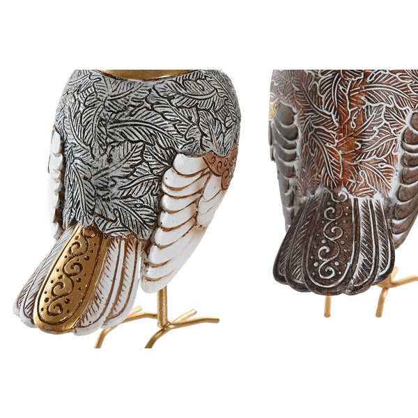 Deko-Figur DKD Home Decor Beige Weiß Harz Fugl Moderne (12,5 x 7 x 16 cm) (2 Stück)