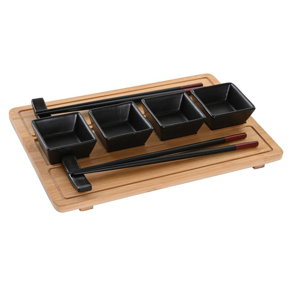 Sushi-Set DKD Home Decor natürlich Schwarz Bambus Steingut Orientalisch