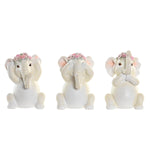 Deko-Figur DKD Home Decor Elefant Rosa Weiß Harz (6 x 6,5 x 10 cm) (3 Stück)