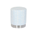 Fußstütze DKD Home Decor Blau Weiß Metall Streifen Mediterraner 34 x 34 x 40 cm
