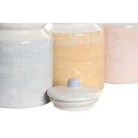 Gefäß DKD Home Decor 12 x 12 x 16 cm Blau Rosa Gelb Dolomite Shabby Chic (3 Stück)