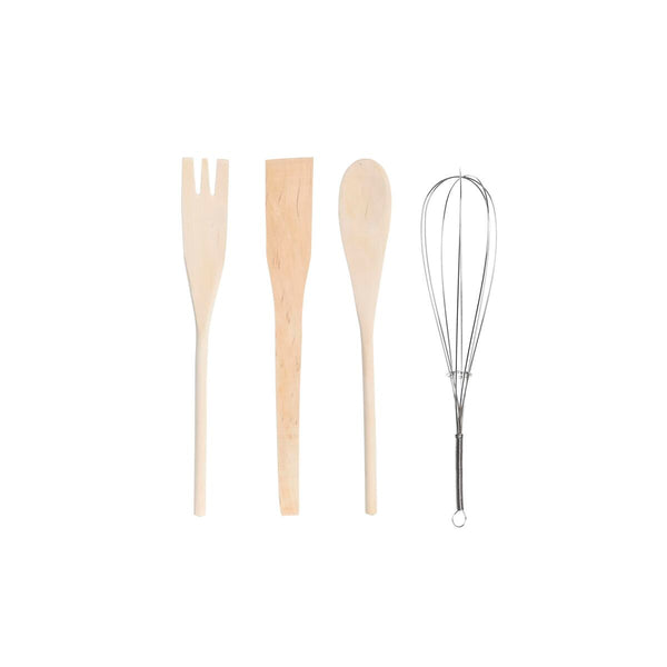 Gefäß für Küchenutensilien DKD Home Decor Metall Dolomite Holz MDF 12 x 12 x 22 cm (2 Stück)